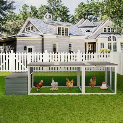 US Local 20.93ft  Large Wooden Chicken Coop Outdoor Hen House With Nesting Box  Weatherproof Asphalt Roof Walk In Poultry Cage With Secure Locks Metal Mesh Run For  Farm Use