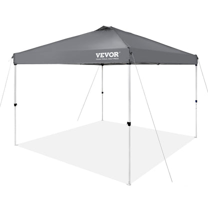 US Local VEVOR Pop Up Canopy Tent, 10 X 10 Ft, 250 D PU Silver Coated Tarp, With Portable Roller Bag And 4 Sandbags, Waterproof And Sun Shelter Gazebo For Outdoor Party, Camping, Commercial Events, Dark Gray