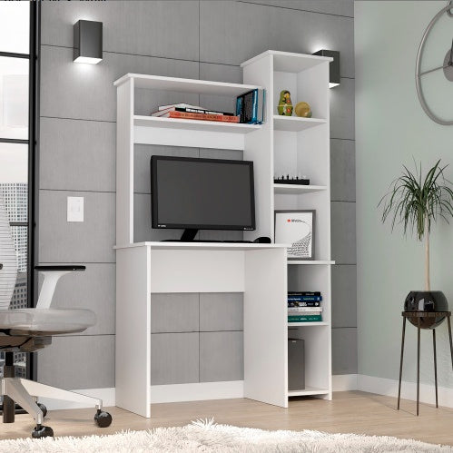 US Local Desk, Five Shelves, Two Superior Shelves, White