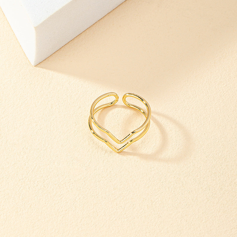 Retro Simple Hollow Heart-shaped Ring For Women