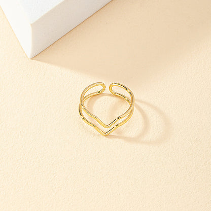 Retro Simple Hollow Heart-shaped Ring For Women