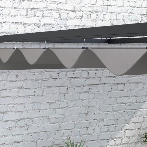 UK Local Outsunny 2 X 3m Lean To Steel Pergola, With Moving Fabric Canopy - Dark Grey
