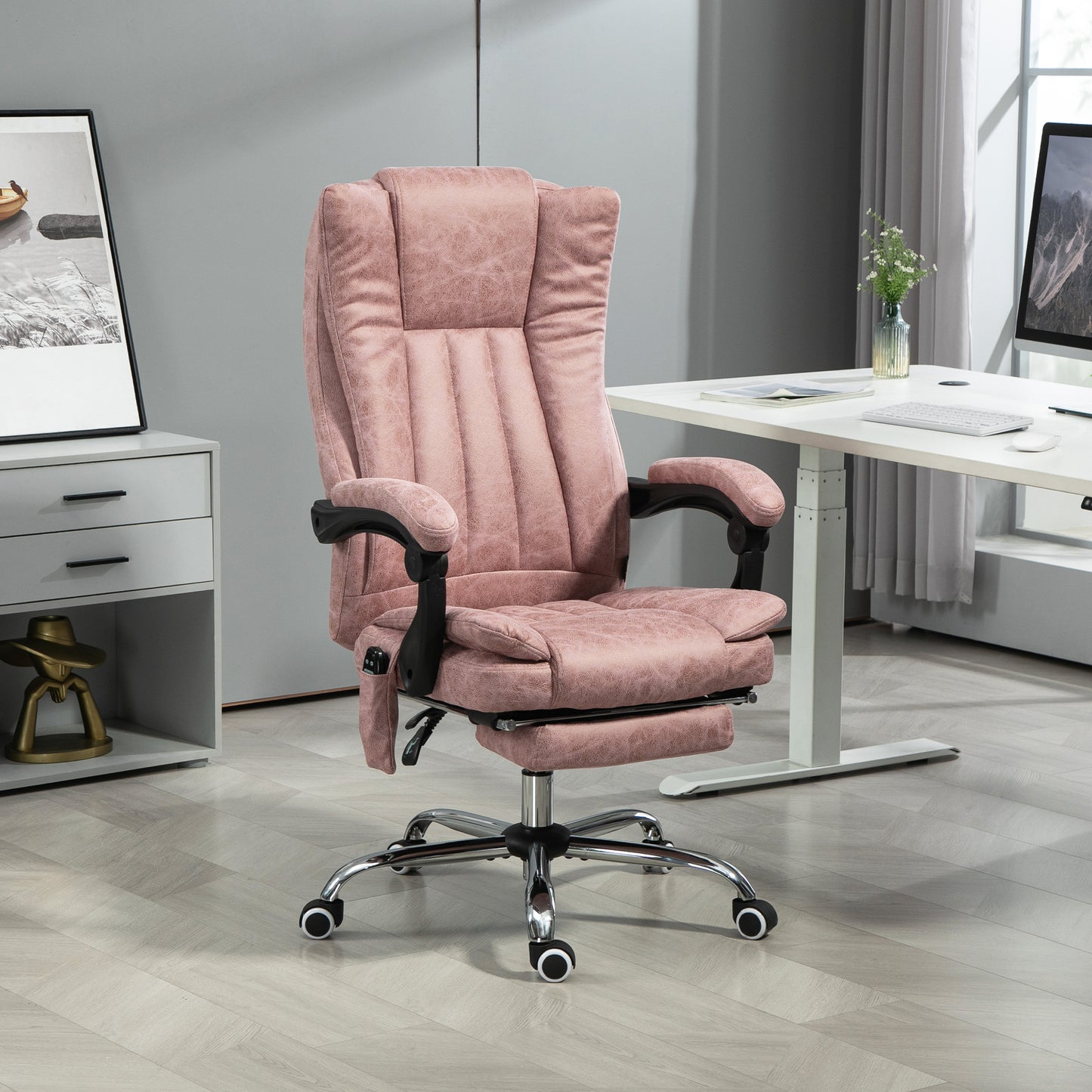 US Local Massage Office Chair With 6 Points And Heat, Reclining Computer Chair With Adjustable Height And Footrest