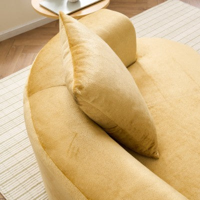 US Local Moon Shaped Sofa, Modern Sleeper Cat Waist Sofa With Deep Seat, Non Assembly Sponge Compression Sofa