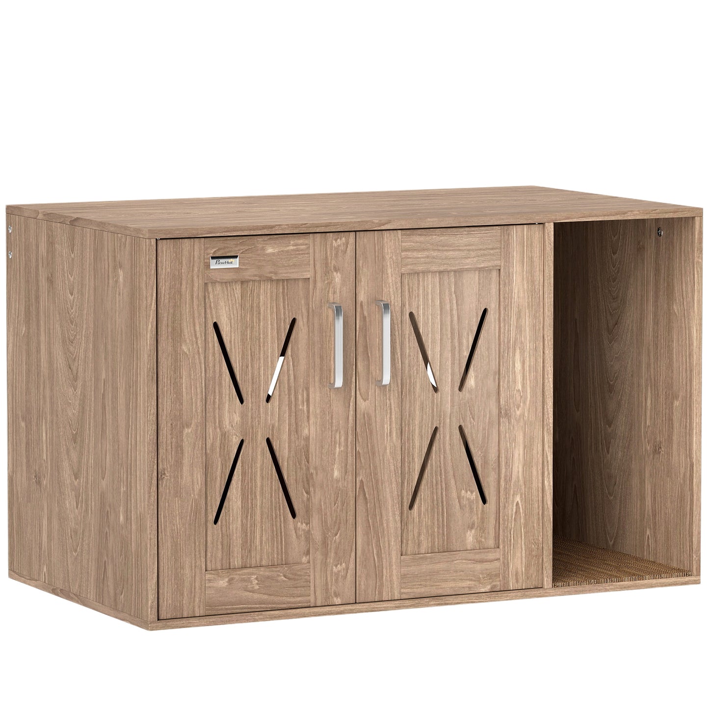 US Local Cat Litter Box Enclosure With Scratching Board, Cat Washroom End Side Table, 31.5 X 19X 20, Walnut Brown