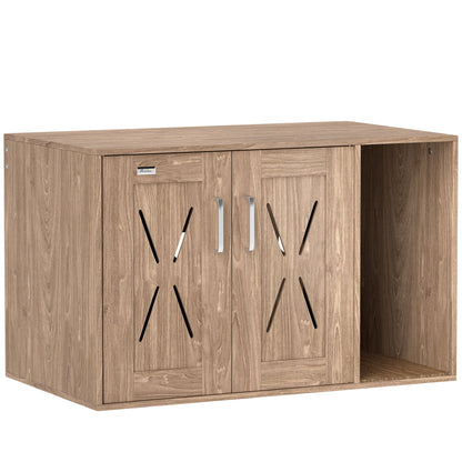 US Local Cat Litter Box Enclosure With Scratching Board, Cat Washroom End Side Table, 31.5 X 19X 20, Walnut Brown