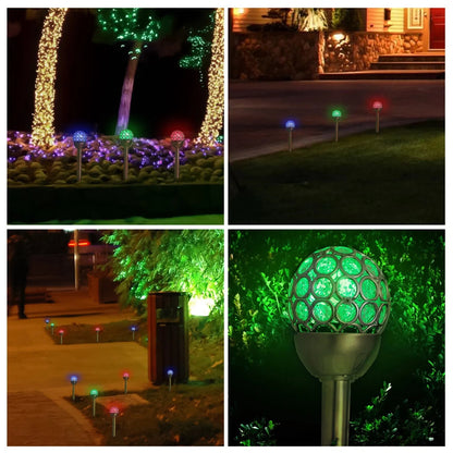 3 Pcs Outdoor Solar Lights IP44 Waterproof Ball RGB Light Garden Decor Lamp Landscape Christmas