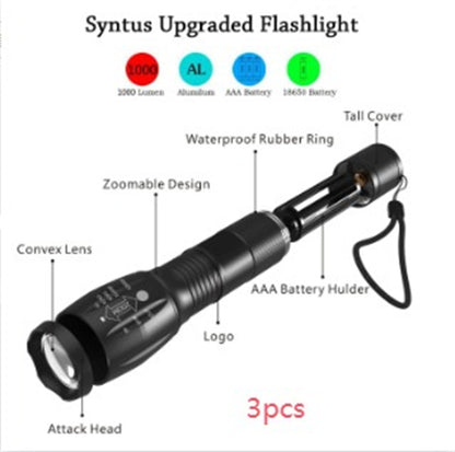 US Local Portable Mini Flashlight LED ZOOM Torch Hunting Zoomable Flashlight Torch Light