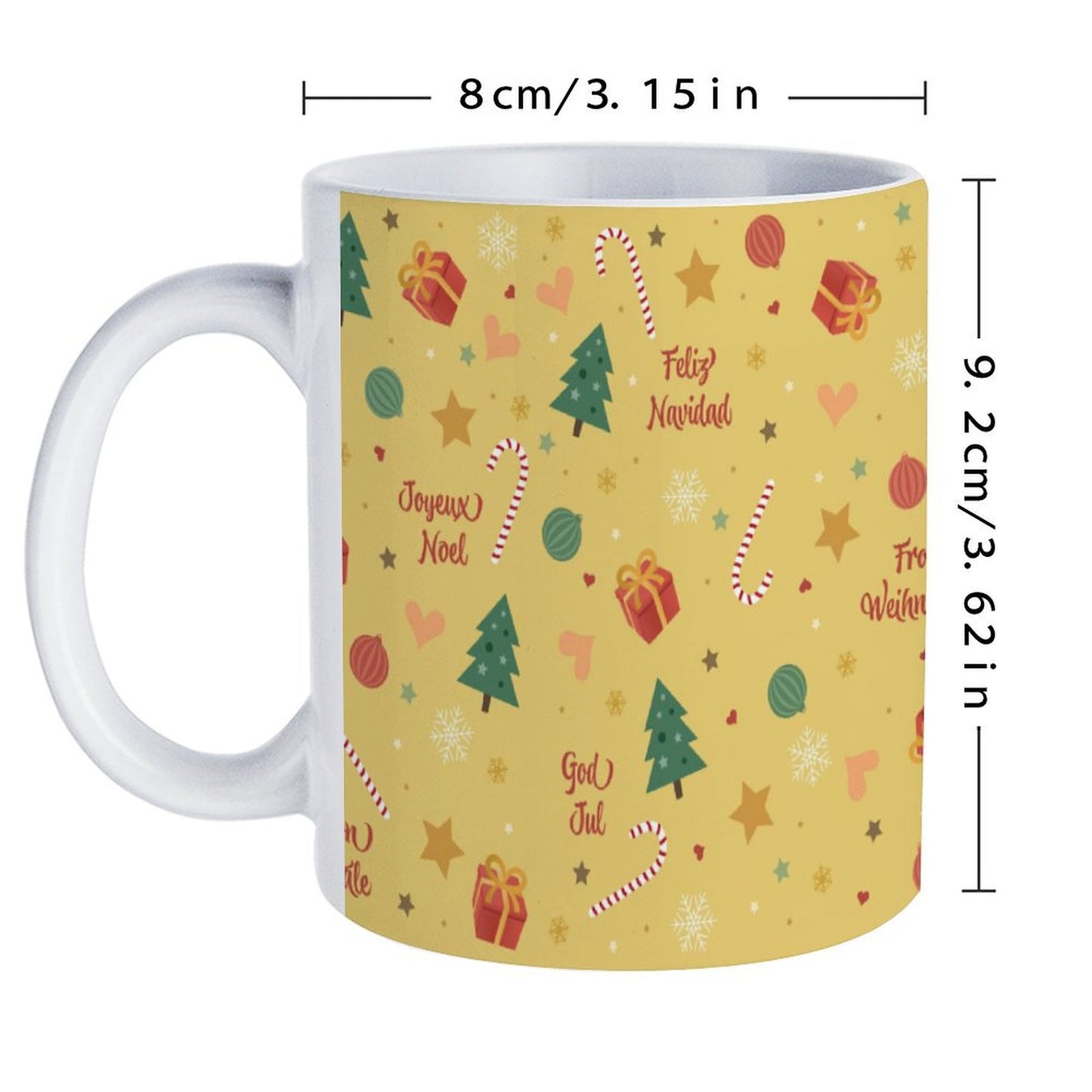 POD US Local White mug with full print, Christmas Yellow 0023