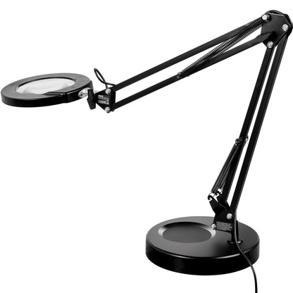US Local VEVOR Magnifying Glass With Light And Stand, 5X Magnifying Lamp, Glass Lens, Base And Clamp 2-in-1 Desk Magnifier With Light, 64 LED Lights 5 Color Modes, For Close Work Reading Repair Crafts