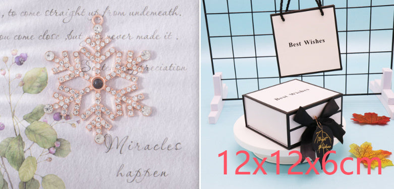 Thanksgiving Christmas Gift Snowflake Projection Necklace