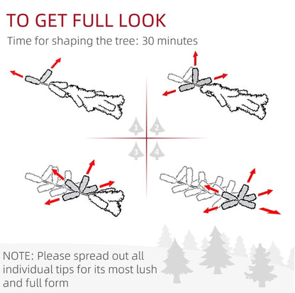 US Local HOMCOM 8' Tall Pre-Lit Slim Noble Fir Artificial Christmas Tree With 300 Warm White LED Lights And 618 Tips, For Christmas Decoration, White