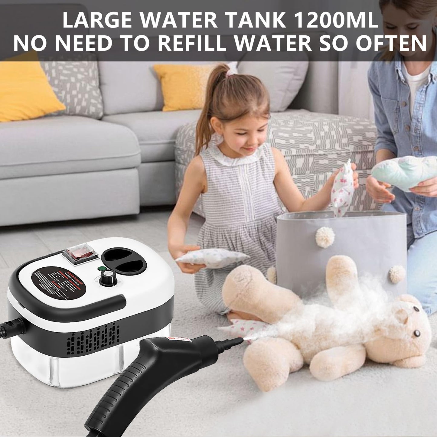 US Local Handheld Steam Cleaner, Steamer For Cleaning, 2500W Pressurized Steam Cleaner With 1.2L Water Tank And 12 Attachments, Portable Steamer Cleaner For Home Car Kitchen Bathroom Furniture Tile Grout