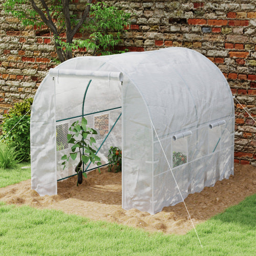 UK Local Outsunny 245 X 200cm Polytunnel Greenhouse - White