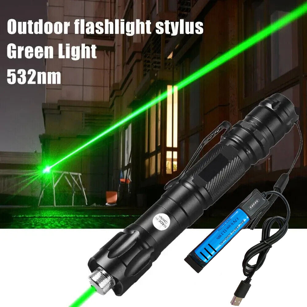 UK Local Green Laser Pointer USB Rechargeable Pen LED Flashlight Torch Visible Beam Lazer