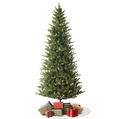 US Local Aspen Slim Fir 7.5ft Christmas Tree Pre-Lit Artificial With 4,570 Branch Tips & 1,555 Low-Voltage Warm LED Lights, Foldable Stand & Realistic Flame-Resistant Branches