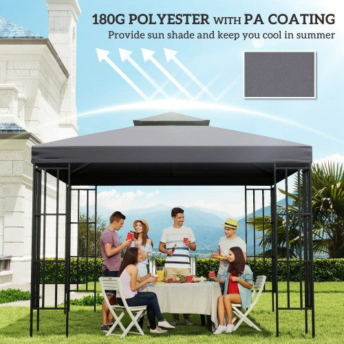 UK Local Outsunny Gazebo Top Cover Double Tier Canopy Replacement Pavilion Roof Deep Grey