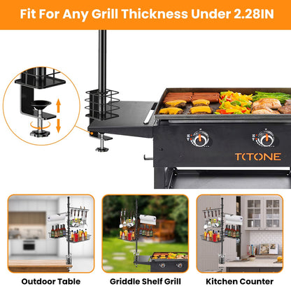 US Local 1Pc Griddle Caddy With Paper Towel Holder Hook Baskets BBQ Accessories Storage Rack Vertical Standing BBQ Organizer Grill Utensil Storage Fit For Blackstone Griddle