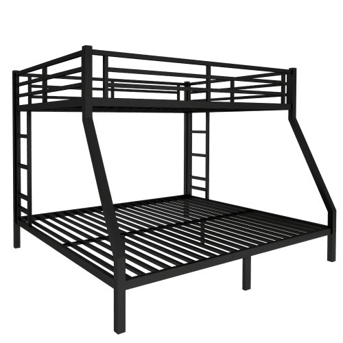 US Local Metal Queen Over King Bunk Bed For Teens And Adults,Space-Saving Noise Reduced No Box Spring Needed, Black