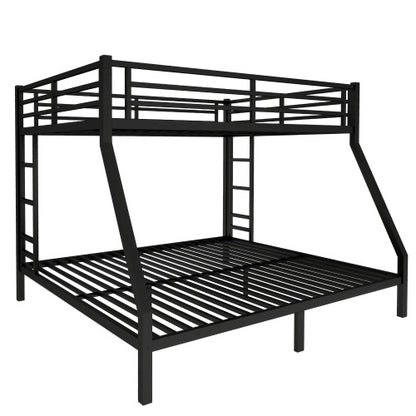 US Local Metal Queen Over King Bunk Bed For Teens And Adults,Space-Saving Noise Reduced No Box Spring Needed, Black