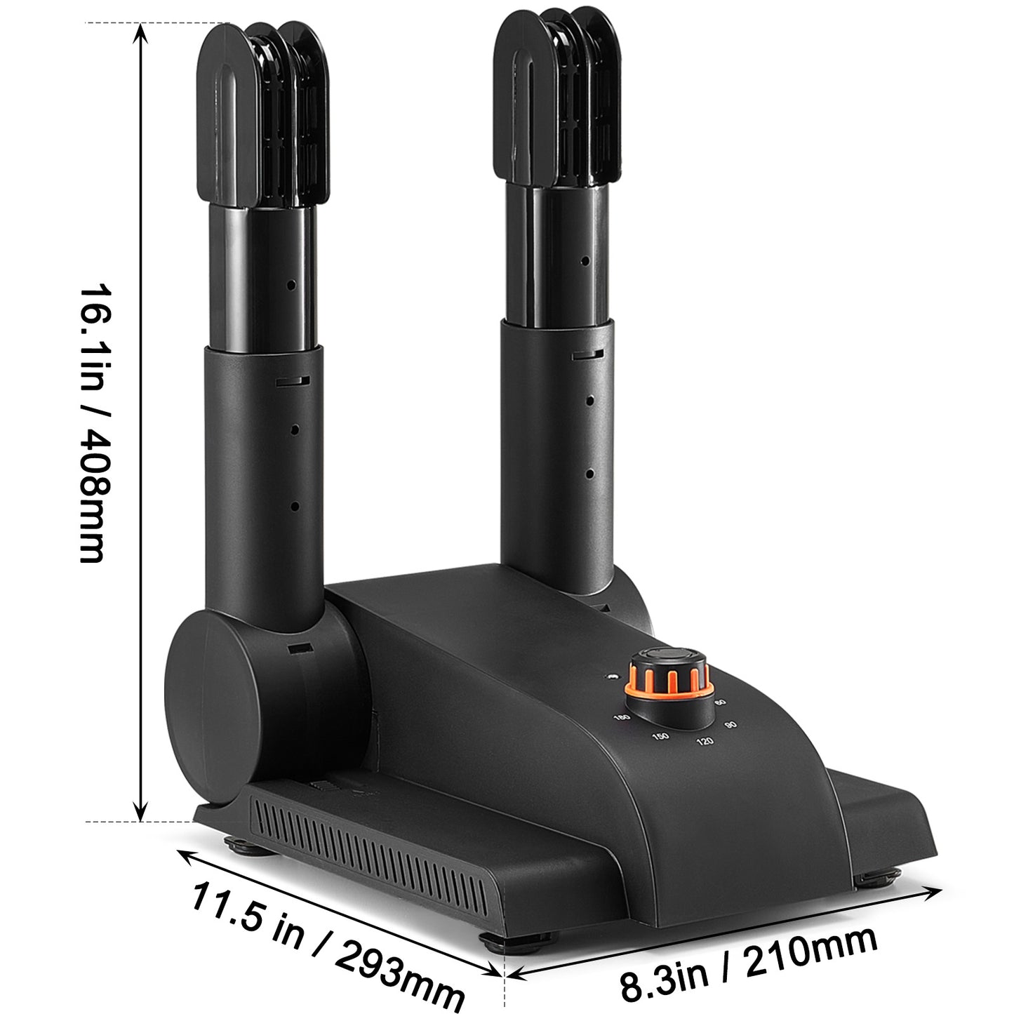 US Local VEVOR Foldable 2 Tube Shoe Dryer Boot Dryer With Heat Blower Black & Orange,Ultra Silent, Quick Drying For Work Boots, Ski Boots, Sneakers, Gloves, Hats, Helmets