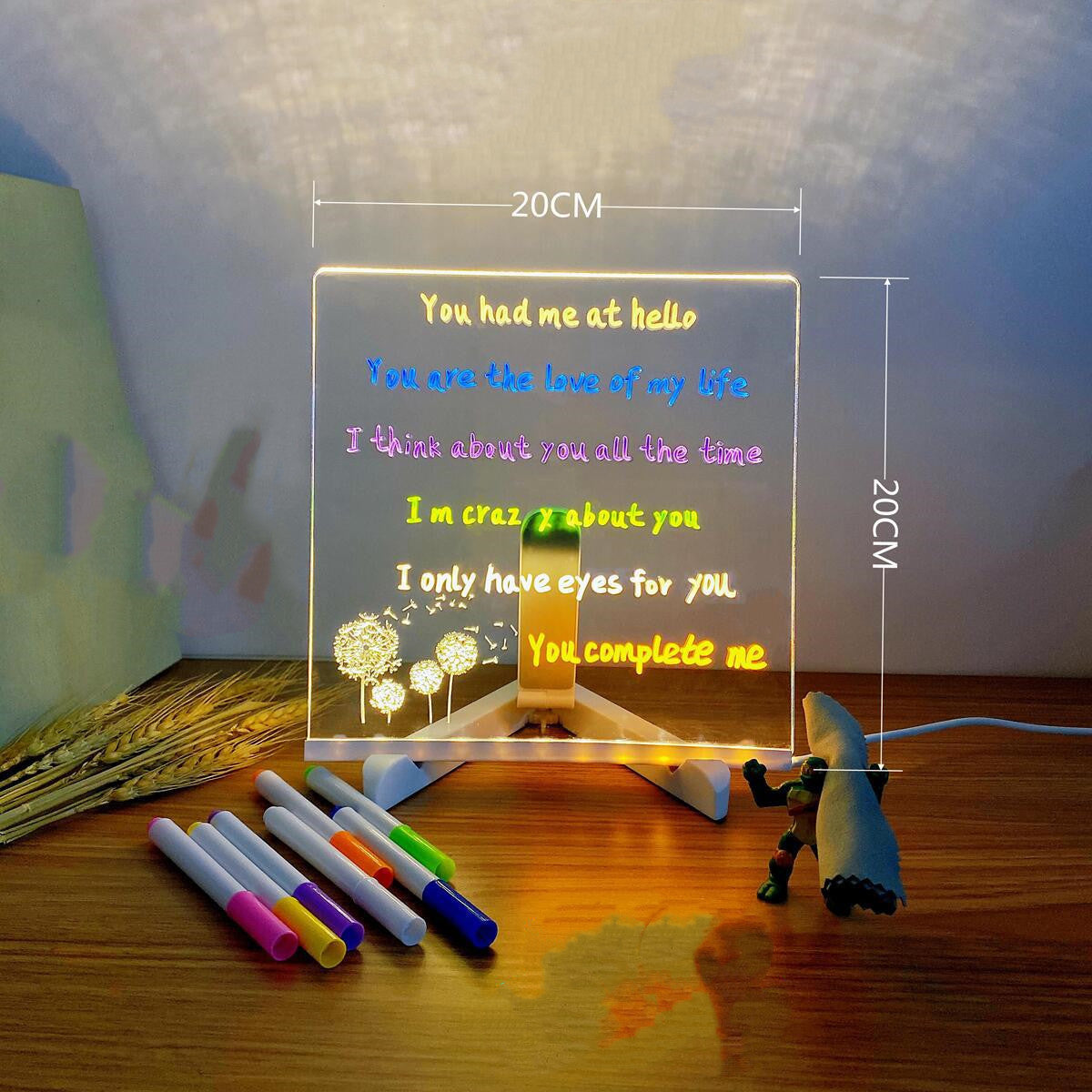 Transparent Luminous Acrylic Note Board Erasable Message Small Whiteboard