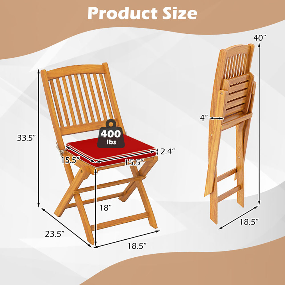 US Local Outdoor Folding Chairs With Seat Cushions Set Of 2