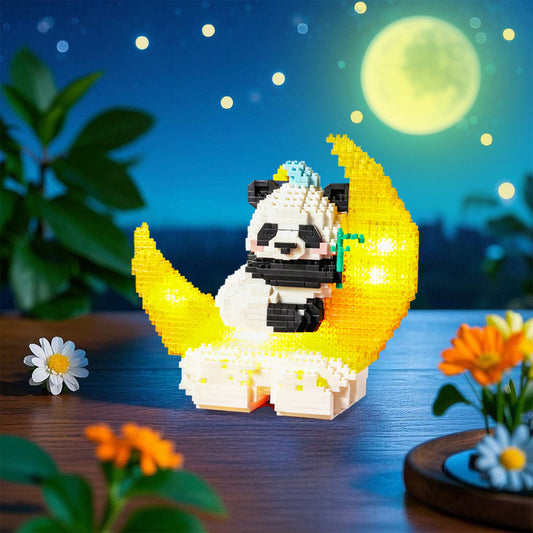 US Local 1288PCS Moon Panda Building Block Sets With LED Light, Mini Blocks Building Sets For Adults, Animal Night Lamp, Panda Night Light, DIY Bricks Gift For Adults
