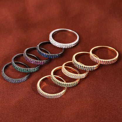 Simple Inlaid Color Zircon Elegant Atmosphere Simple Bracelet Ring