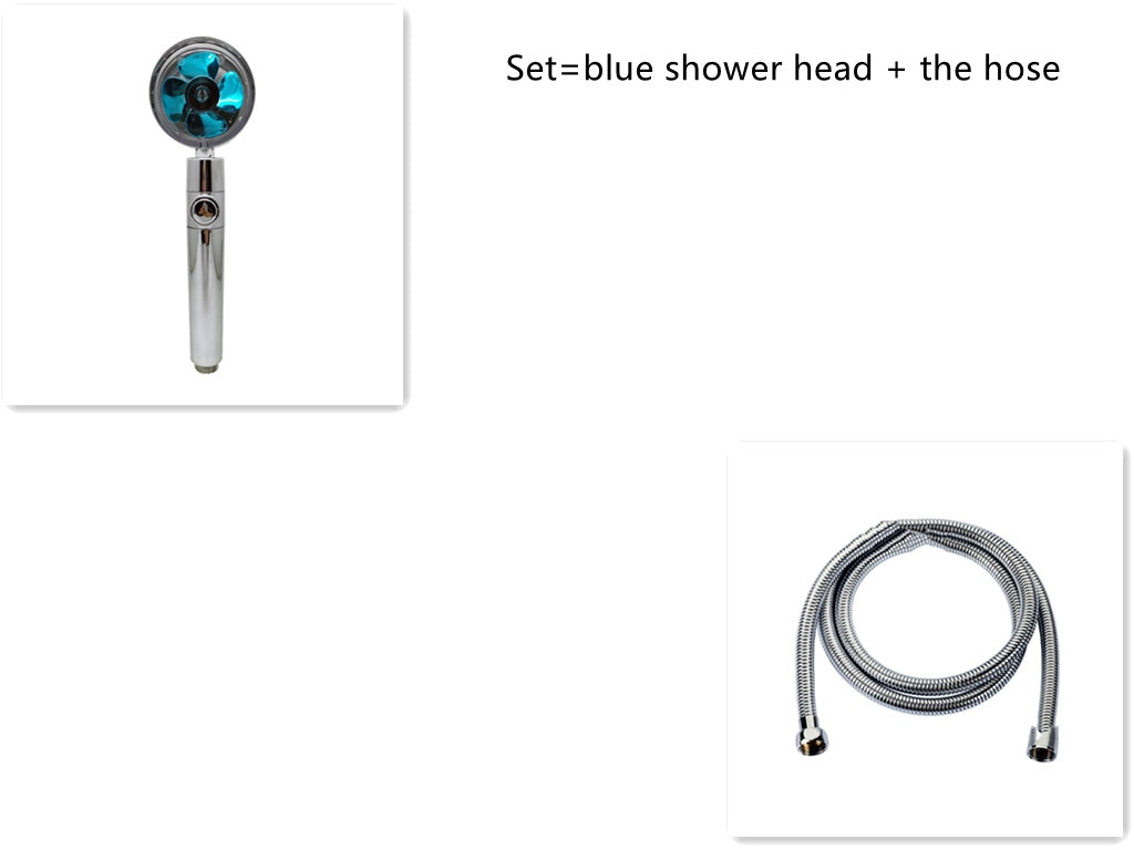 US Local Shower Head Water Saving Flow 360 Degrees Rotating With Small Fan ABS Rain High Pressure Spray Nozzle Bathroom Accessories