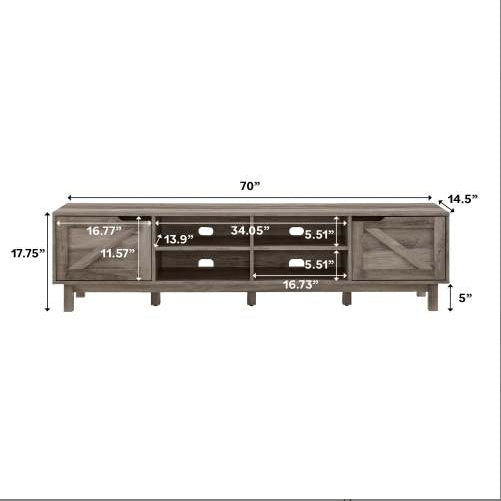 US Local Rustic Barndoor Open-Storage TV Stand For TVs Up To 80 Inches