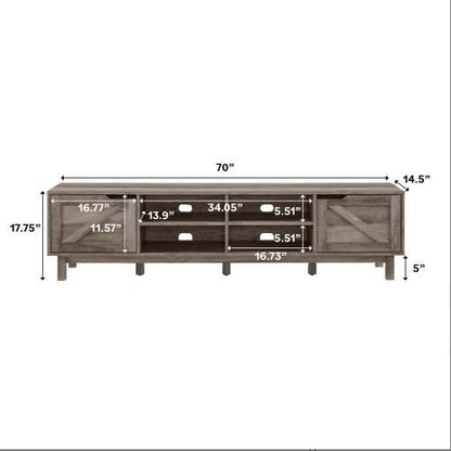 US Local Rustic Barndoor Open-Storage TV Stand For TVs Up To 80 Inches