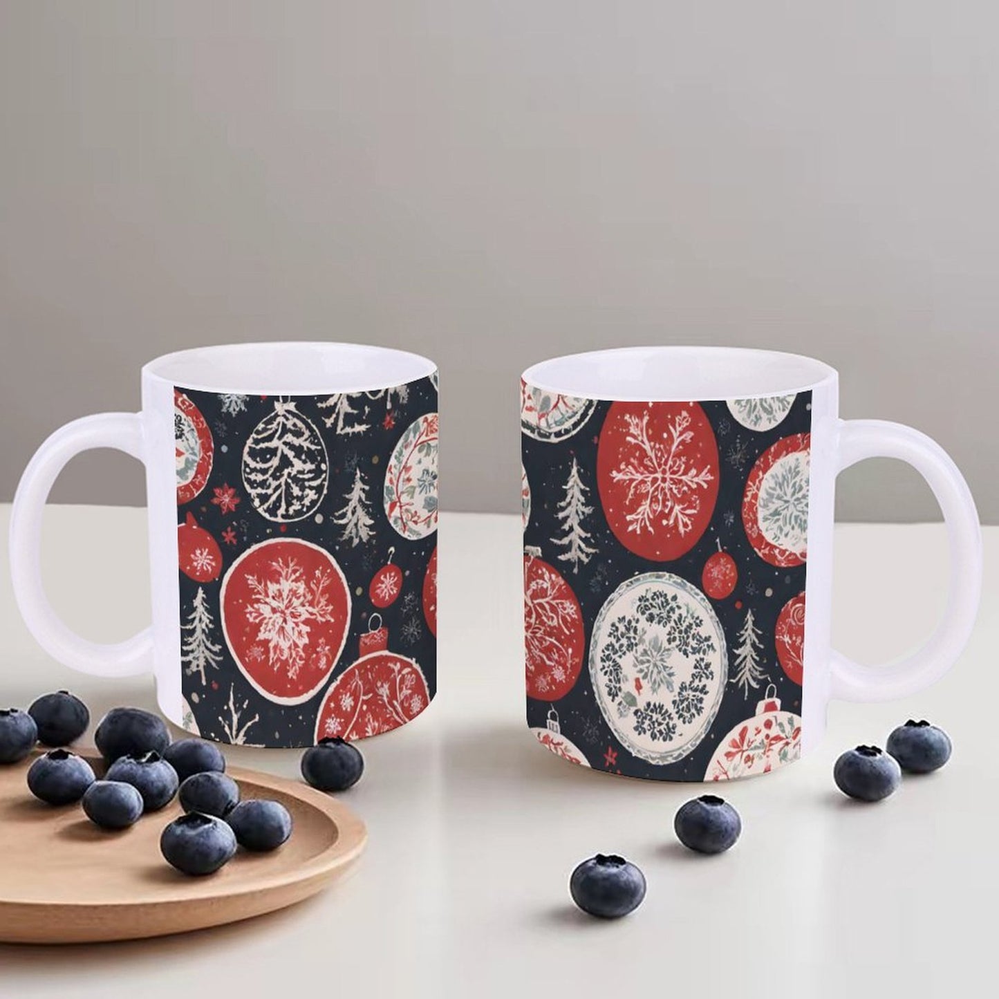 POD US Local White mug with full print, Christmas, Colored Balls 0056