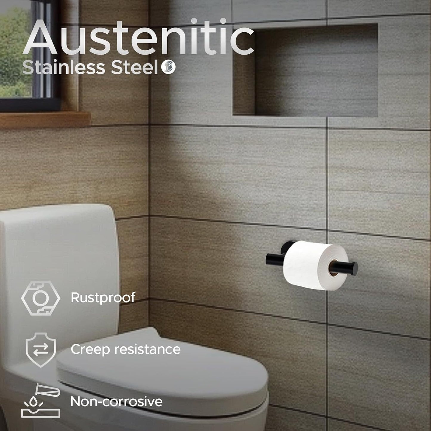 UK Local Stainless Steel Toilet Paper Holder Matte Black Toilet Roll Holder Wall Mounted