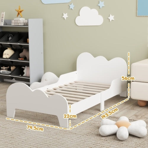 UK Local AIYAPLAY Cloud-Themed Toddler Bed Frame With Safety Rails, 143.5 X 74.5 X 56cm