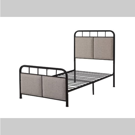 US Local Double-size Linen Upholstered Platform Metal Bed Frame