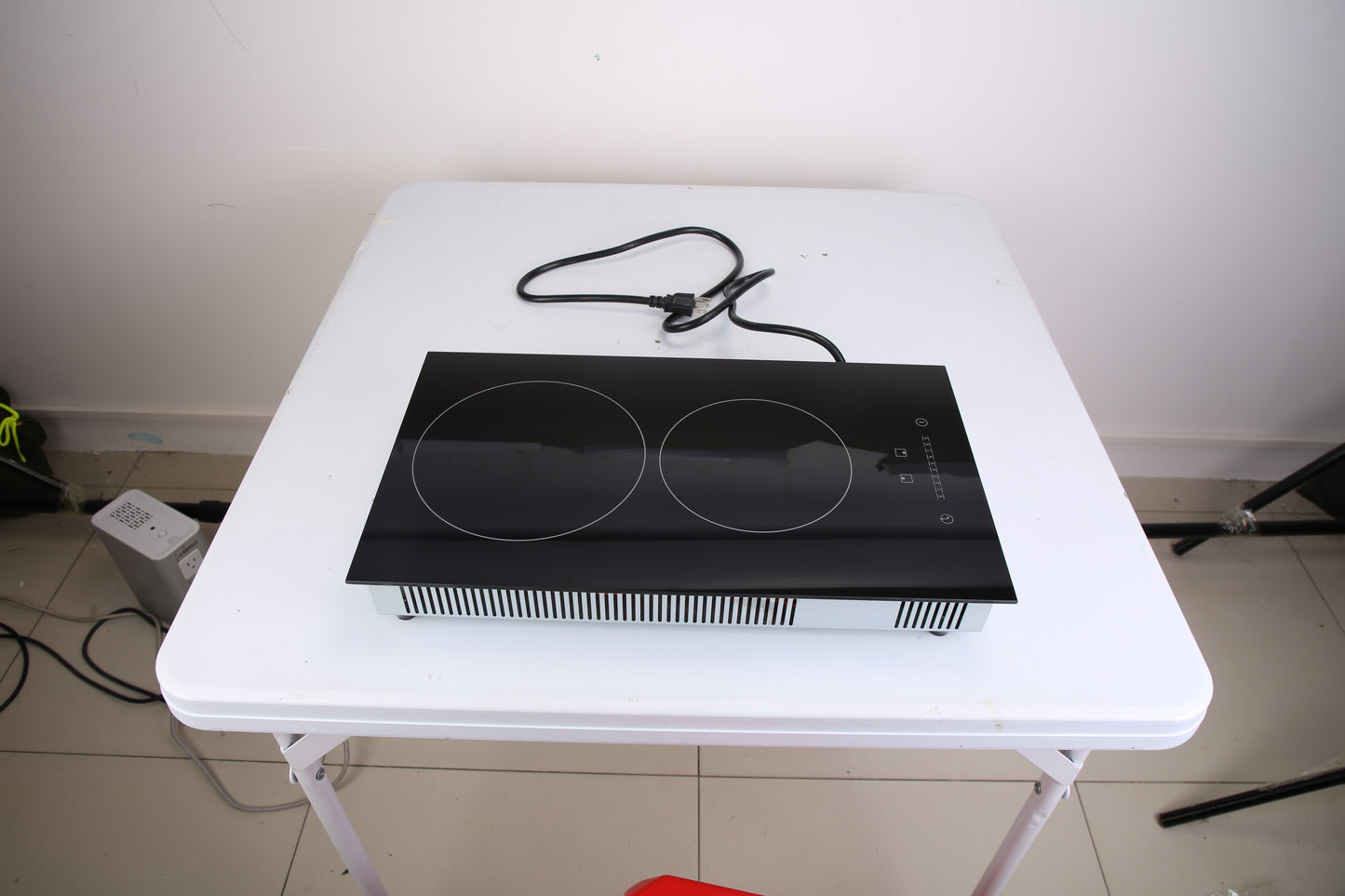 US Local 1Pc Dual Induction Burners Electric Cooktop 110V Total 1900W Electric Stove Built In Electric Ceramic Stove With Timer Setting 9 Firepower Levels Over Heating Protection