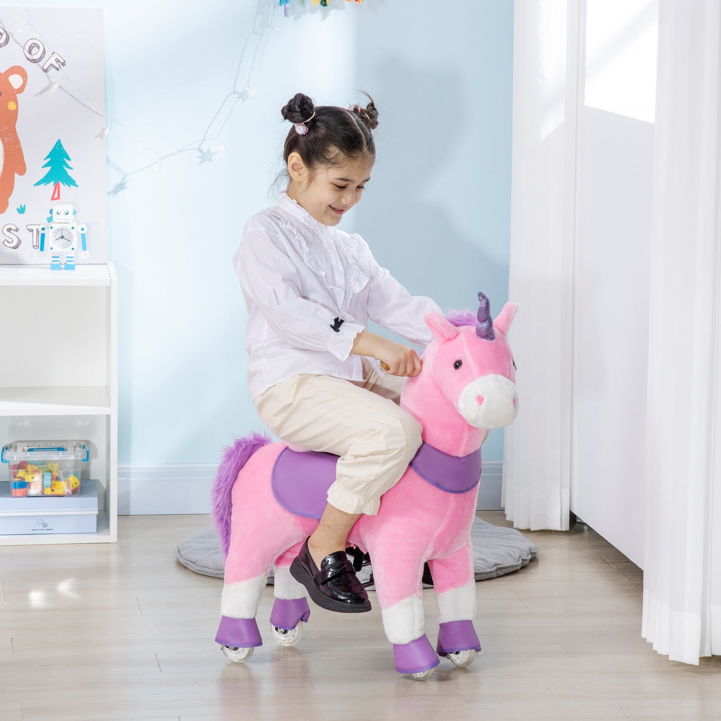 US Local Kids Plush Toy Rocking Horse Pony Toddler Ride on Animal Rocker with Realistic Sounds