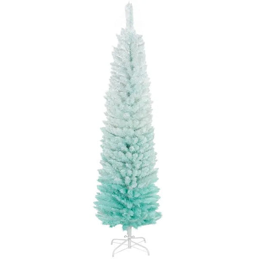 CA Local 5 ft Pencil Christmas Trees, Skinny Artificial Christmas Tree For Xmas Holiday Decor, Gradient Blue