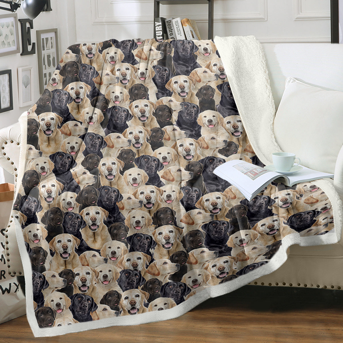 US & UK Local  Labrador Retriever Blanket Cute Labrador Retriever Fleece Blanket Dog Animal Pattern Sherpa Throw Blanket For Women Girls Mom Travel