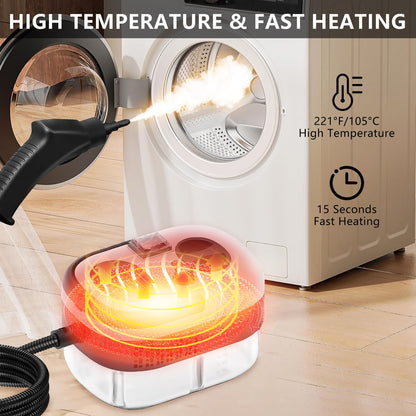 US Local Handheld Steam Cleaner, Steamer For Cleaning, 2500W Pressurized Steam Cleaner With 1.2L Water Tank And 12 Attachments, Portable Steamer Cleaner For Home Car Kitchen Bathroom Furniture Tile Grout