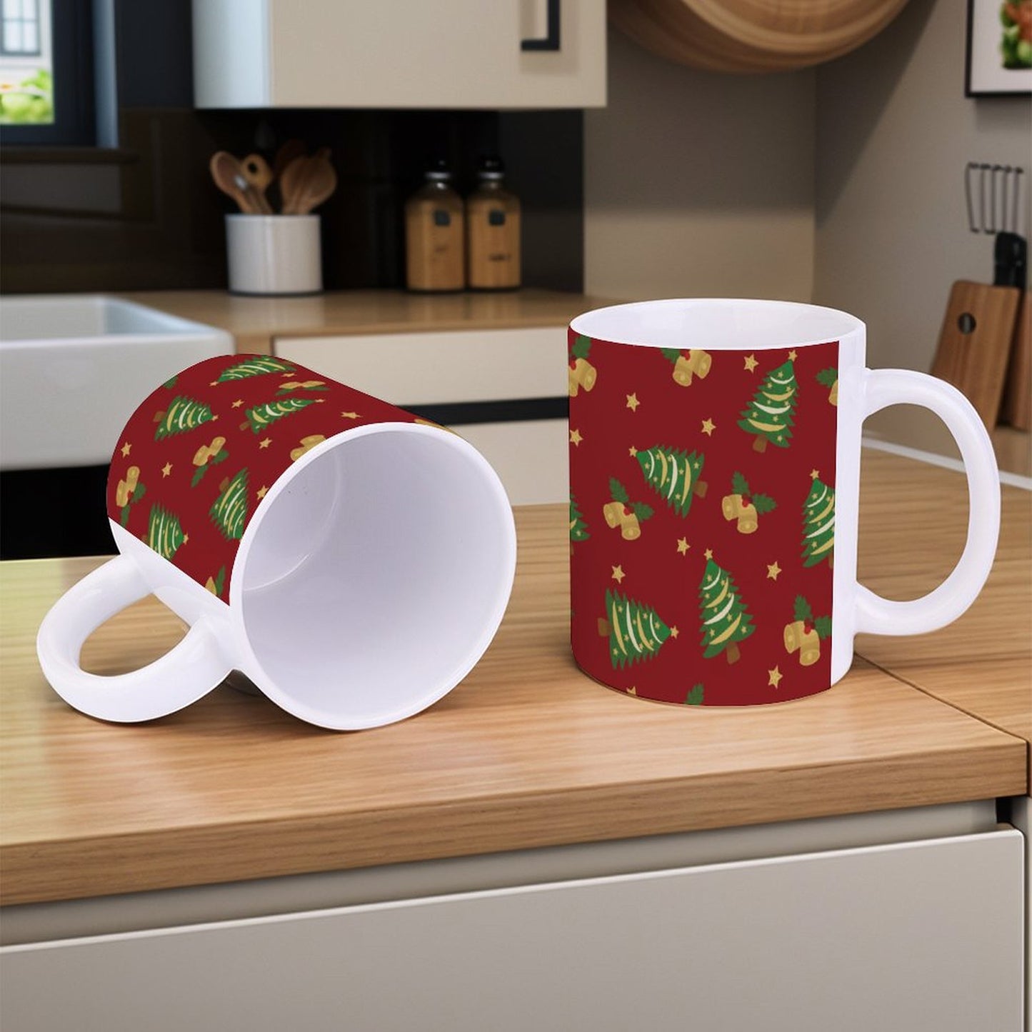 POD US Local White mug with full print, Christmas Tree 0061