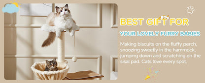 US Local Solid Wood Cat Tree And Tower With Litter Box, Cat Scratching Board And Hammock For Indoor Large Cats