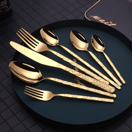 USA Local Embossed Textured Handle Steak Cutlery Western Cutlery