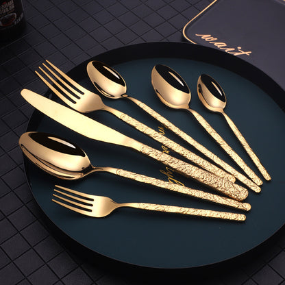 US Local Embossed Textured Handle Steak Cutlery Western Cutlery
