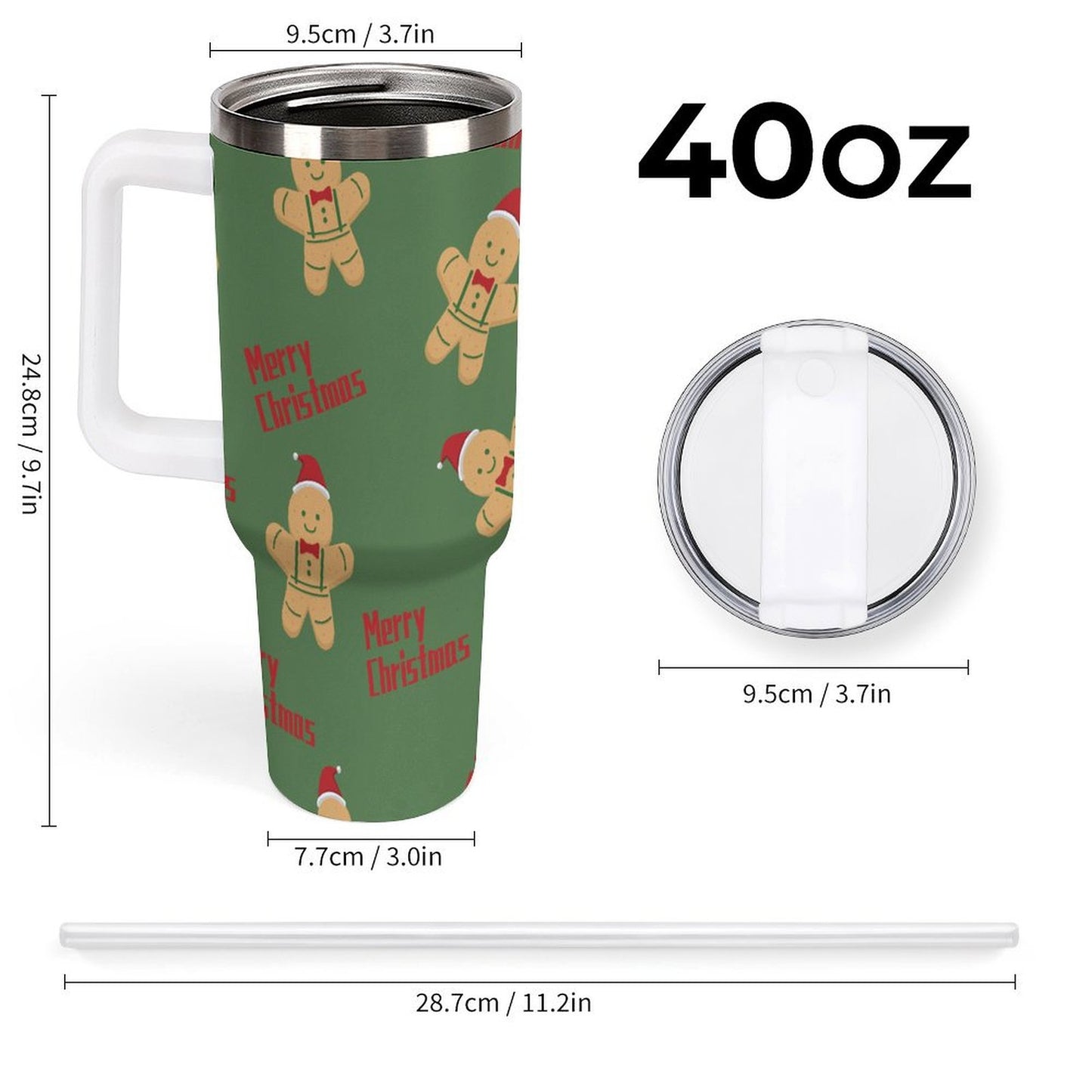 PHDT00293 POD US Local Tumbler 40 oz Large Capacity Car Cup Christmas Gingerbread Man