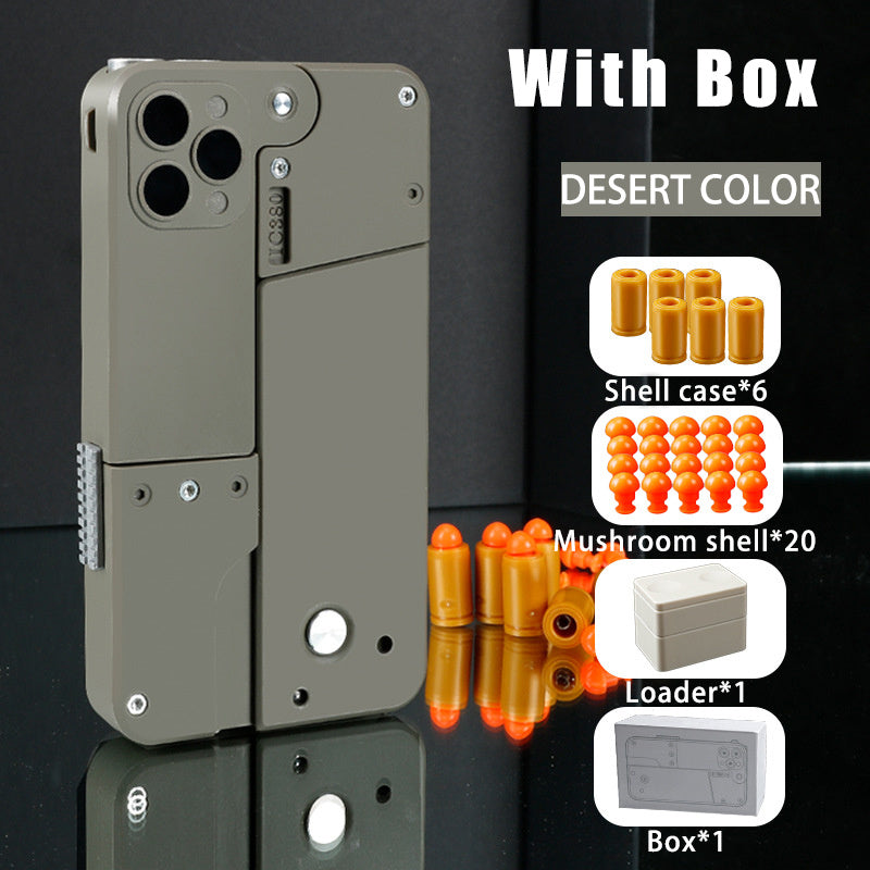USA Local Folding Pistol Bullet Automatic Shell Throwing Toy Creative Soft Bullet Toy Mobile Phone Appearance Gun Outdoor Interactive Kid Gift