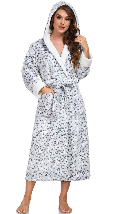 US Local RONGTAI Ladies Long Fleece Bathrobe
