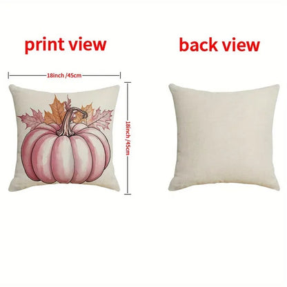 4Pcs Pillow Covers 18x18In Pumpkin Maple Leaf Throw Cushion Cover Happy Fall Pillow Cushion Case For Thanksgiving Sofa Couch Bedroom Home Office Farmhouse Decorations