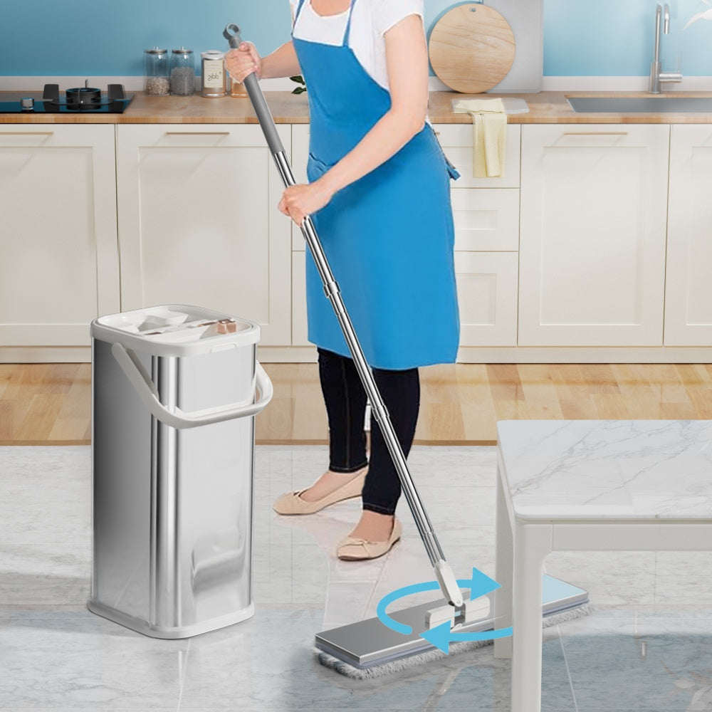 US Local Separates Dirty Water Mop, Flat Mop And Bucket For Home With  Extra Refills, Stainless Steel Mop And Bucket With Wringer
